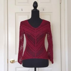 NWOT. The Limited Silk Rayon V-Neck Long Sleeve Crochet Sweater w/Beads on Cuff.
